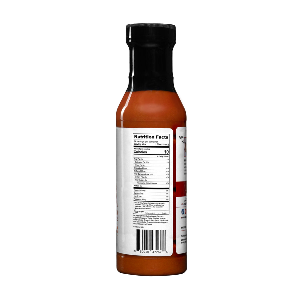 Lola's Buffa-Lola Wing Sauce - A bottle of mouthwatering Buffalo sauce made with real butter, fresh peppers, and red jalapeños. Perfect for wings, pizza, or dips.