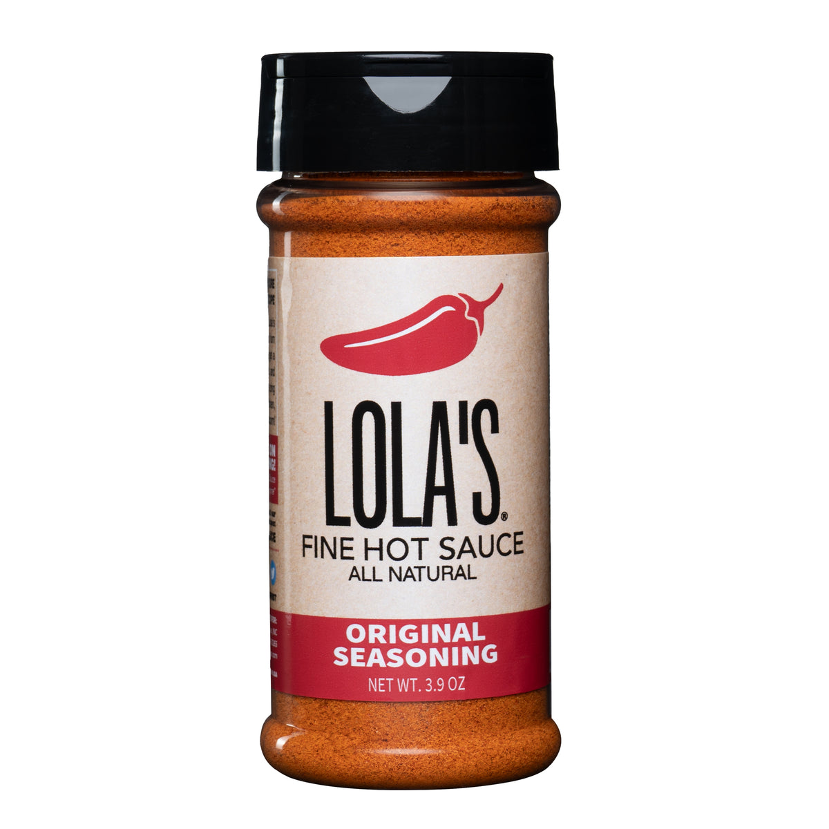 Lola's "Game Day" Bundle: a bottle of hot sauce, a label close-up, and a red hot dog with white stripe.