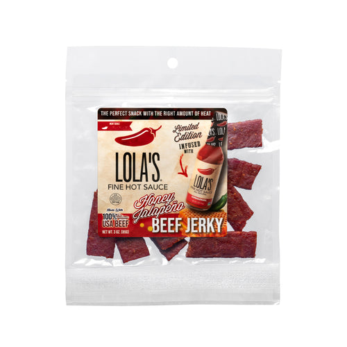 Honey Jalapeño Beef Jerky in a resealable pouch, packed with 12g protein. Perfect balance of sweet and spicy, with all-natural honey. *Limited Release*